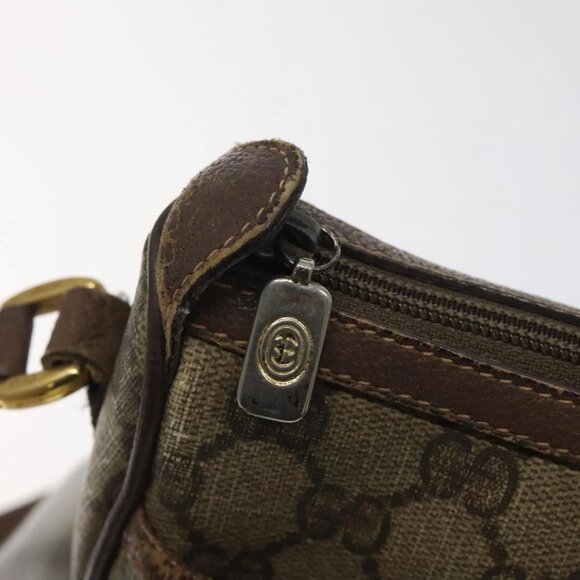 GUCCI GG Supreme Web Sherry Line Bag PVC Beige Gold 89 02 032 Auth - Picture 6 of 16